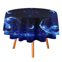 Galaxy Universe Cat Tablecloth Round Kitchen Dining for Table Cover Decor Home - £12.78 GBP+