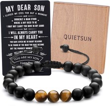 Tiger Eye Agate Bracelet Gifts for Dad Son Grandson Boyfriend Husband on... - £26.57 GBP