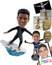 Personalized Bobblehead Pro surfer dude showing some cool moves on the surfboard - £71.56 GBP
