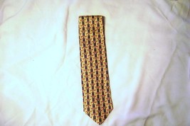 &quot;Tie Rack&quot; 100% Silk Tie..Gold with navy and red design - $185.81 MXN