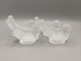 Set of 4 Frosted Glass Bird Candle Holders Colonial Candle Over Shoulder 2.5&quot; - £14.93 GBP