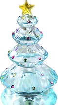 Crystal Christmas Tree Figurine Glass Paperweight Table Ornament Christm... - $35.08