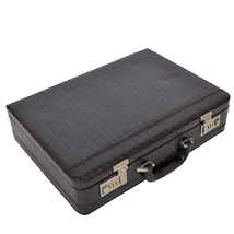 DR486 Croc Print Attache Large Briefcase Classic Faux Leather Bag Black - £56.85 GBP
