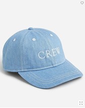 New J Crew Denim Cotton Chambray Blue Logo Embroidered Baseball Cap Hat One Size - £19.65 GBP