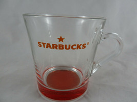 Starbucks Clear Glass Mug With Tinted Red Bottom 8 Oz Pre-owned No Chips - $8.90