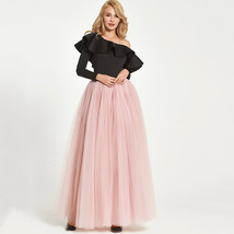 Pink Maxi Split Tulle Skirt Women Plus Size Floor Length Tulle Skirt image 2