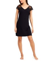allbrand365 designer Womens Lace-Sleeve Chemise Nightgown,Deep Black,XX-... - $33.84