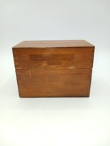 Vintage Oak Wood Wooden Hinged Index Recipe Box Dovetailed Dovetail - £19.38 GBP