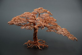 Handcrafted Pure Copper Metal Wire Bonsai Tree Sculpture 5.3&quot; in height - $225.00