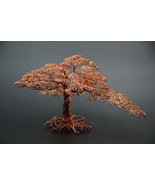 Handcrafted Pure Copper Metal Wire Bonsai Tree Sculpture 5.3&quot; in height - £176.99 GBP