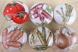 Ceramic Cabinet Knobs Vegetable Tomato Carrots Mushroom onion Produce (6) FULL - £23.74 GBP