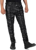 LJD Men’s Steampunk Black Lambskin Fashion Classic Leather Pants. - $99.99+