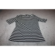 Talbots Womens Shirt Size S Black White Stripe Short Sleeve Tee t-shirt - £22.15 GBP