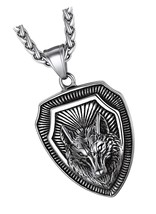 Richsteel Wolf Teeth/Wolf Pendant Necklace for Men 316 Gold - £48.90 GBP