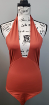 REORIA Swimsuit Womens Large Orange Halter Neck Cheeky Coverage Backless... - $20.22