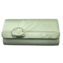 Liz Rene Couture Bag Ivory Clutch Formal Satin Rosette Pleats Wedding 9&quot;... - $42.57