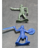 Unbranded Green Soldier and Blue Native Small Toy Soldiers Army Men USED - $1.99