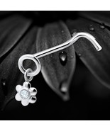 925 Sterling Silver Nose Stud Screw Pin Clear Crystal Hanging Flower Cha... - $154.29 MXN