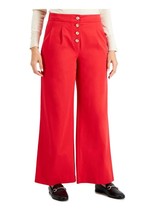 $80 Charter Club Stretch Pleated Pocketed Button Fly Wide Leg Pants Red Size 10 - £24.79 GBP