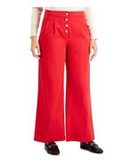 $80 Charter Club Stretch Pleated Pocketed Button Fly Wide Leg Pants Red ... - $31.35