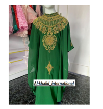 Green Georgette Wedding Ramadan Dubai Special Kaftan Girls Kids Dress Mo... - $72.05
