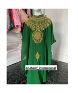 Green Georgette Wedding Ramadan Dubai Special Kaftan Girls Kids Dress Mo... - $1,344.16 MXN