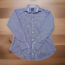 Tailorbyrd Button-Up Shirt Mens Size Medium Long-Sleeve Purple Gray Stri... - $24.75