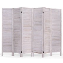 6-Panel Classic Louver Slatted Room Divider Screen in White Wood Finish - $269.99