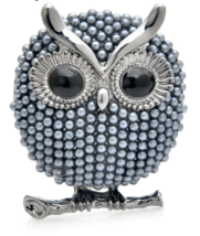 Celebrity grey owl brooch design vintage look queen broach silver plated pin ggg - £18.98 GBP