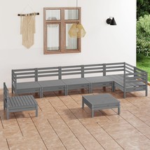  Garden Lounge Set Grey Solid Pinewood Standard Modular - $15,370.99 MXN