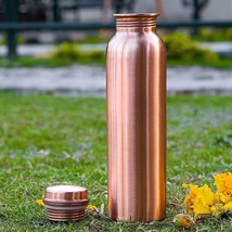 Pure Copper Bottle for Water 1 Liter Dirt Proof Leak Proof and Joint Less - £21.09 GBP