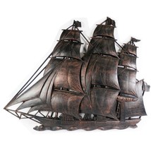 Vintage 60s Sailing Ship Wall Hanging Dart Ind Copper Look Syroco Nautic... - $50.39