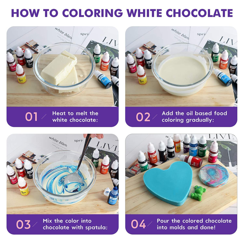 Upgraded Oil Based Food Coloring for Chocolate, 10 Colors , for Candy ...