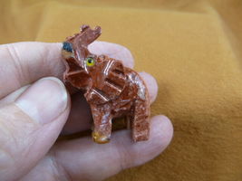 Y-ELE-35) little red tan ELEPHANT carving SOAPSTONE stone figurine trunk... - $8.99