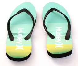 Hurley Signature Blue &amp; Green Flip Flops Thong Sandals Men&#39;s 12 - £27.24 GBP