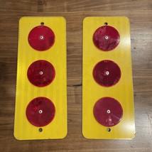 aluminum 3 red reflector on a reflective yellow retangle plate 6x 15 - £26.41 GBP