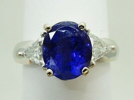 4.71ct tw Natural Tanzanite &amp; Earth Mined Diamond Ring 14k White Gold Size 11.25 - £5,890.15 GBP