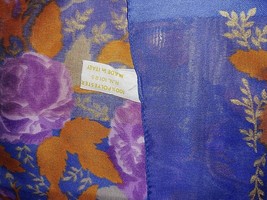 100% POLYESTER LARGE SQUARE SEMI-SHEER BLUE/FLORAL LADIES SCARF-ITALY-LO... - £4.63 GBP