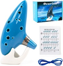 Ocarina 12 Tone Alto C With Song Book Display Stand Neck Cord (Light Blue). - £31.91 GBP