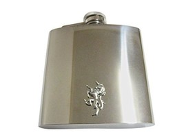 Silver Toned Textured Unicorn 6 Oz. Stainless Steel Flask - £37.38 GBP