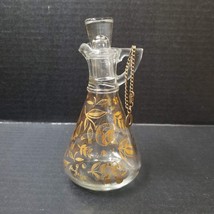 Glass Cruet O Chain VTG Gold Hazel Atlas Oil Bottle Handle Stopper Repla... - £7.17 GBP