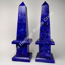 36&quot; Pair of Marble Specimen Obelisks Lapis Lazuli Stones Pietre Dure Arts - £12,567.25 GBP