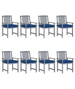  Patio Chair Set of 8 Gray Solid acacia wood Standard Durable - $17,051.05 MXN