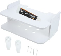 1 Set Wall-Mounted Storage Rack No Drill Wall Shelf Double Floating Shel... - $31.99