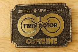 Vintage Metal Belt Buckle Advertising Sperry New Holland Twin Rotor Combine 1978 - £19.56 GBP