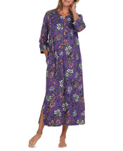 Miss Elaine Womens Floral Long-Sleeve Zip-Front Robe - £37.27 GBP