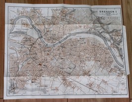 1925 Original Vintage Map Of City Of Dresden / Saxony Sachsen / Germany - £13.37 GBP