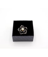 Flower Brooch with Pearl Center/ Crystal Flower/ Flower Pin/ Sparkly/ Gift - $10.99