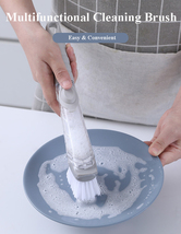 2 in 1 Long Handle Soap Dispensng Cleaning Brush with Removable Brush Sponge  - £19.98 GBP