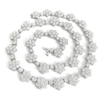 Authenticity Guarantee 
Cluster Diamond Flower Tennis Statement Necklace 18K ... - £56,256.18 GBP